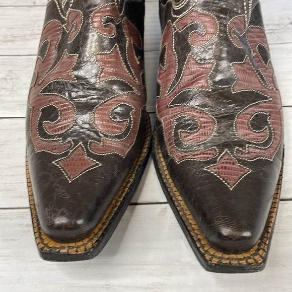 JB Dillion Brown Goatskin Embellished Snip Toe Western Boot - Picture 5 of 16